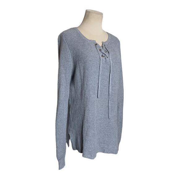 Old Navy long sleeves gray lace up top size Small - Picture 6 of 9